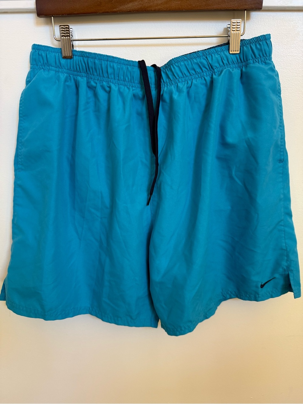 Nike Men's Bright Teal Athletic Shorts with Black Drawstring